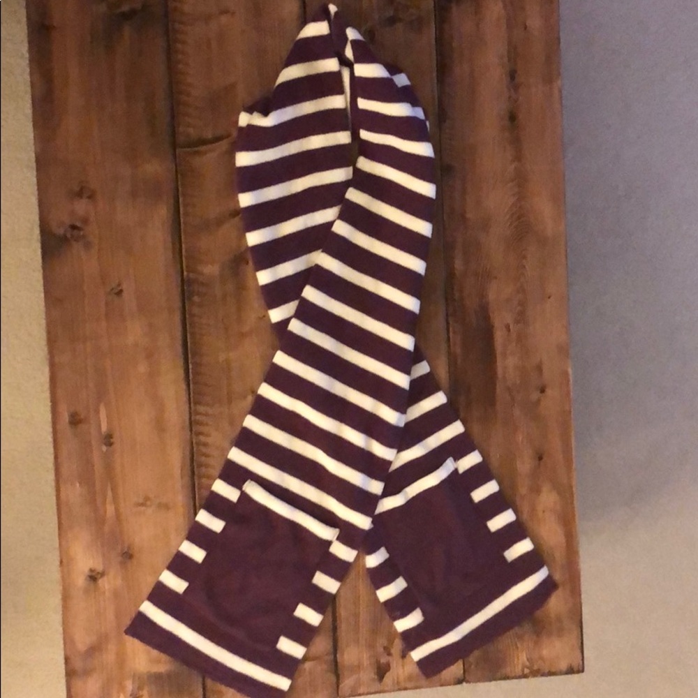 Purple and white striped scarf